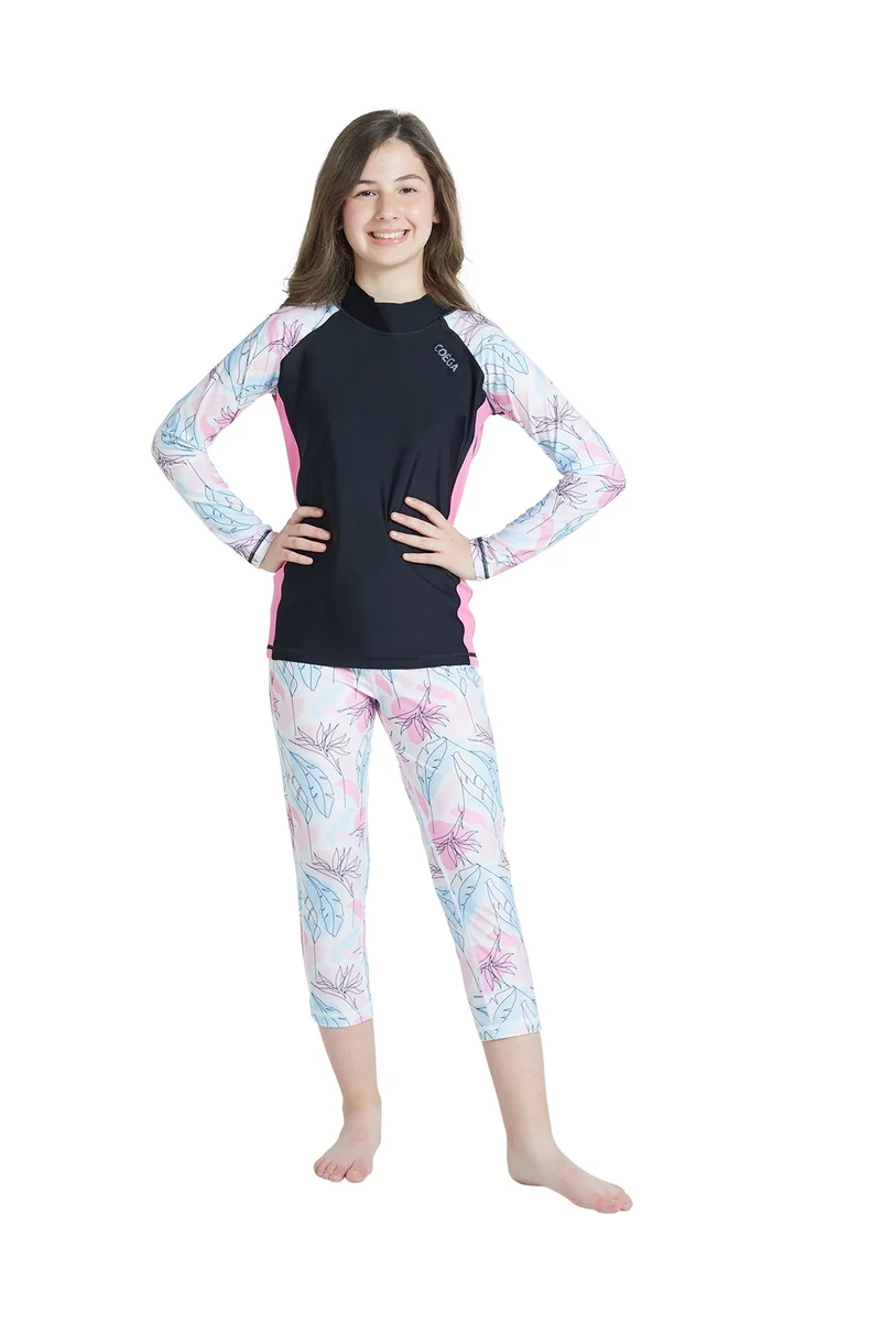 COEGA SUNWEAR  COEGA  Girls Youth Rashguard Long Sleeve - Nero Floral Drawings for Women | Best Price UAE